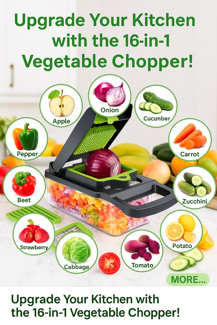 16-In-1 Multifunctional Vegetable Chopper & Slicer